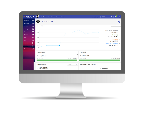 Dashboard of Opulent Business Accounting Software