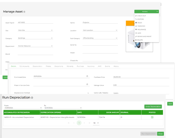 Fixed Asset Software form